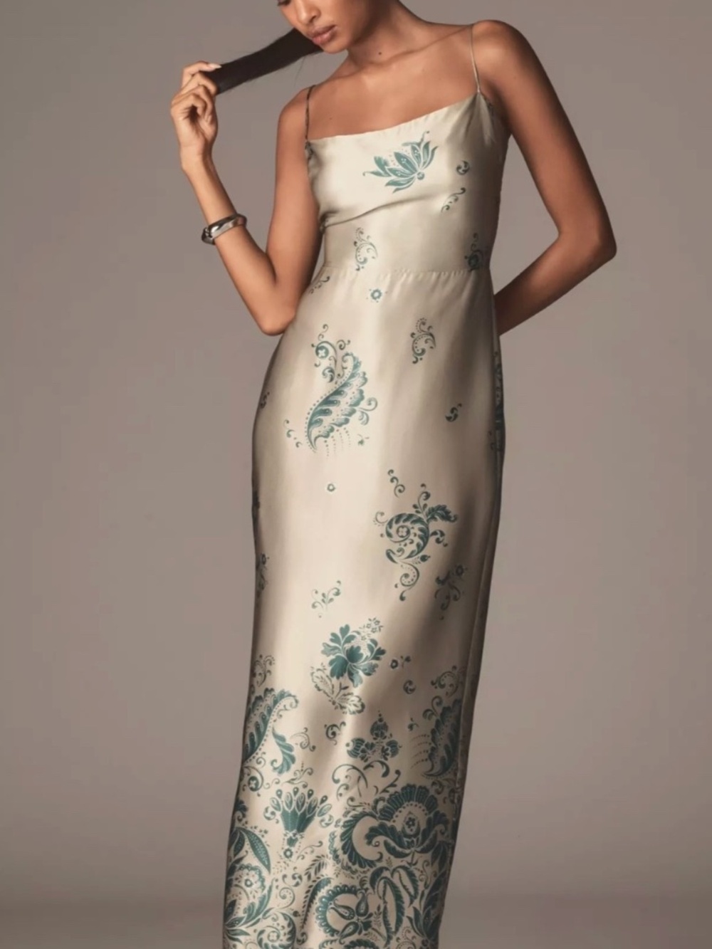 NWT REFORMATION FRANKIE SILK DRESS MAXI DRESS GREEN FLORAL SIZE 22 ANTHROPOLOGIE
